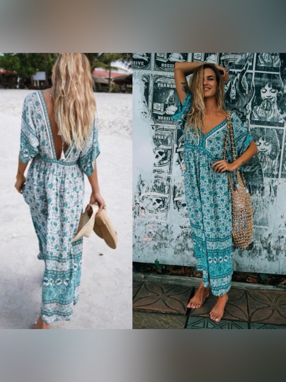 Spell Kombi Folk Dress in Sage - size Small excellent condition
